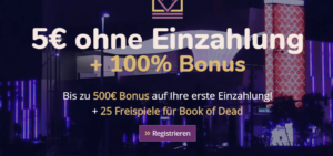 25 Book of Dead Freispiele und 5€ Bonus ohne Einzahlung