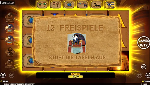 Eye of Horus Tablets of Destiny Freispiele